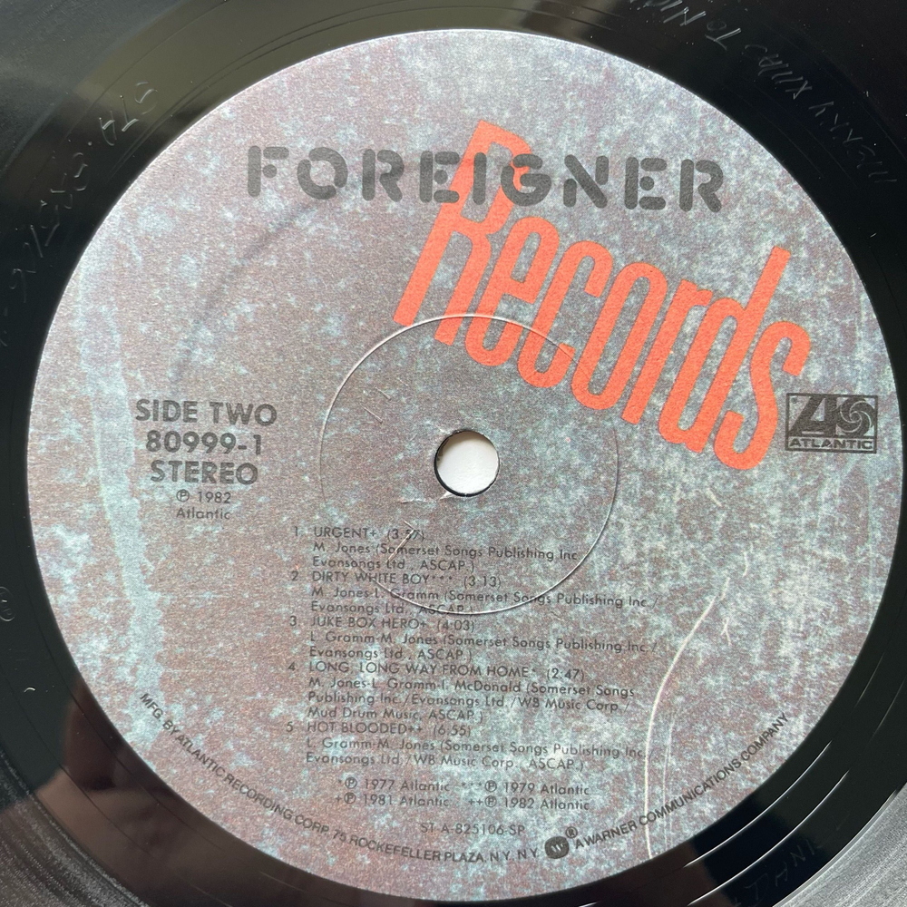 Винтажная виниловая пластинка LP Foreigner Records (США 1982)