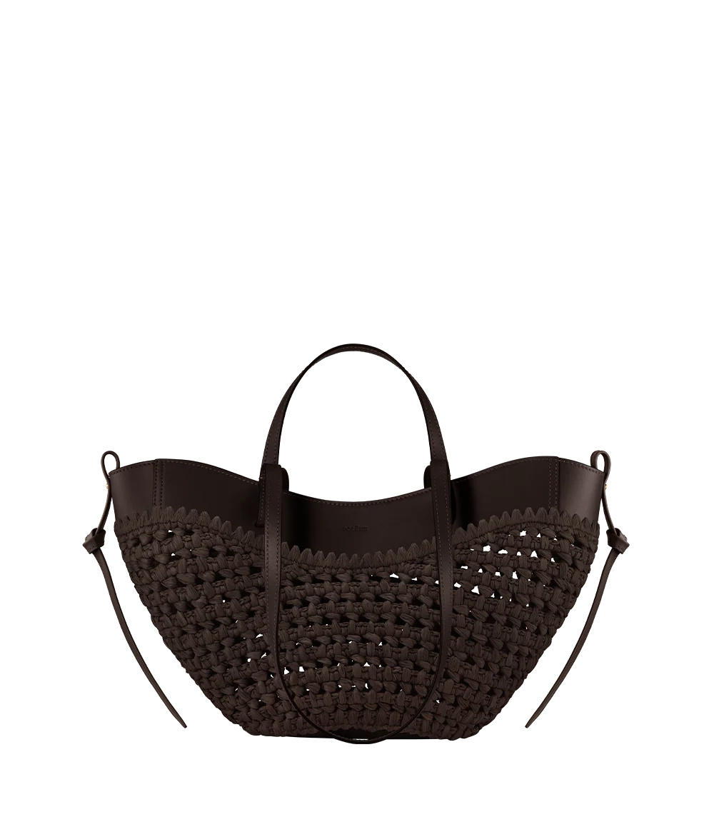 POLENE СУМКА CYME RAFFIA MINI, ЦВЕТ ЧЕРНОГО ДЕРЕВА