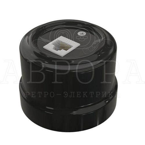 Ретро розетка для интернета RJ45, Черный, серия Аврора Мезонин GE70342-05 / Интернет