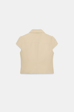 ZARA ЖАКЕТ С КОРОТКИМИ РУКАВАМИ И ДВУБОРТНОЙ ЗАСТЕЖКОЙ, РЫЖЕВАТО-КОРИЧНЕВЫЙ