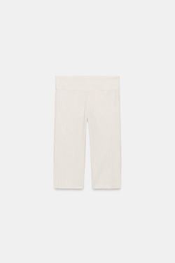 ZARA БРЮКИ КАПРИ В ПОЛОСКУ, ЭКРЮ/КОРИЧНЕВЫЙ