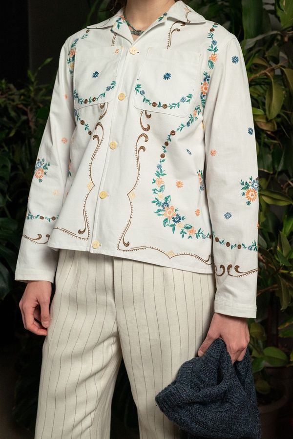 Рубашка Расшитая Маленькими Цветами / Small Flowers Long Sleeve белая - фото 2