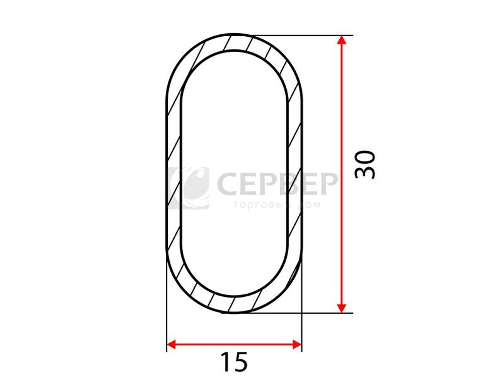 Штанга овальная 30x15x3000x0,7мм, сталь, чёрный матовый