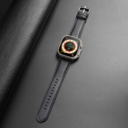 Ремешок из кожи синего цвета от Dux Ducis для смарт часов Apple Watch 38, 40, 41, 42мм, серия YS Series