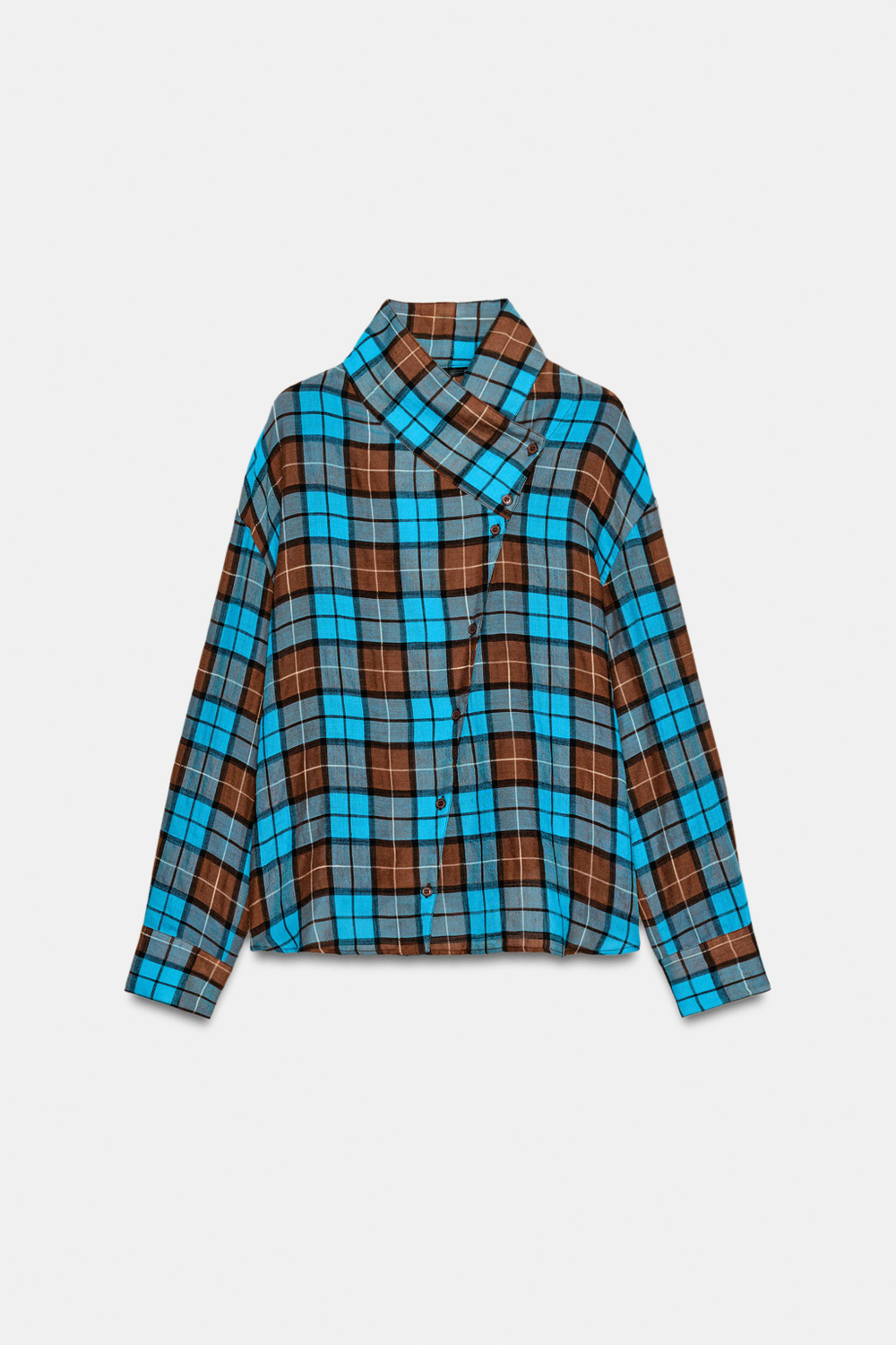 РУБАШКА С ЗАПАХОМ В КЛЕТКУ — ZARA