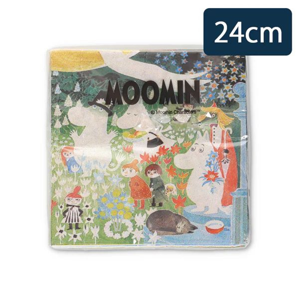 Салфетки бумажные Moomin, Муми-тролли на лугу , 24х24 см, в упаковке 20 салфеток, (из Финляндии)