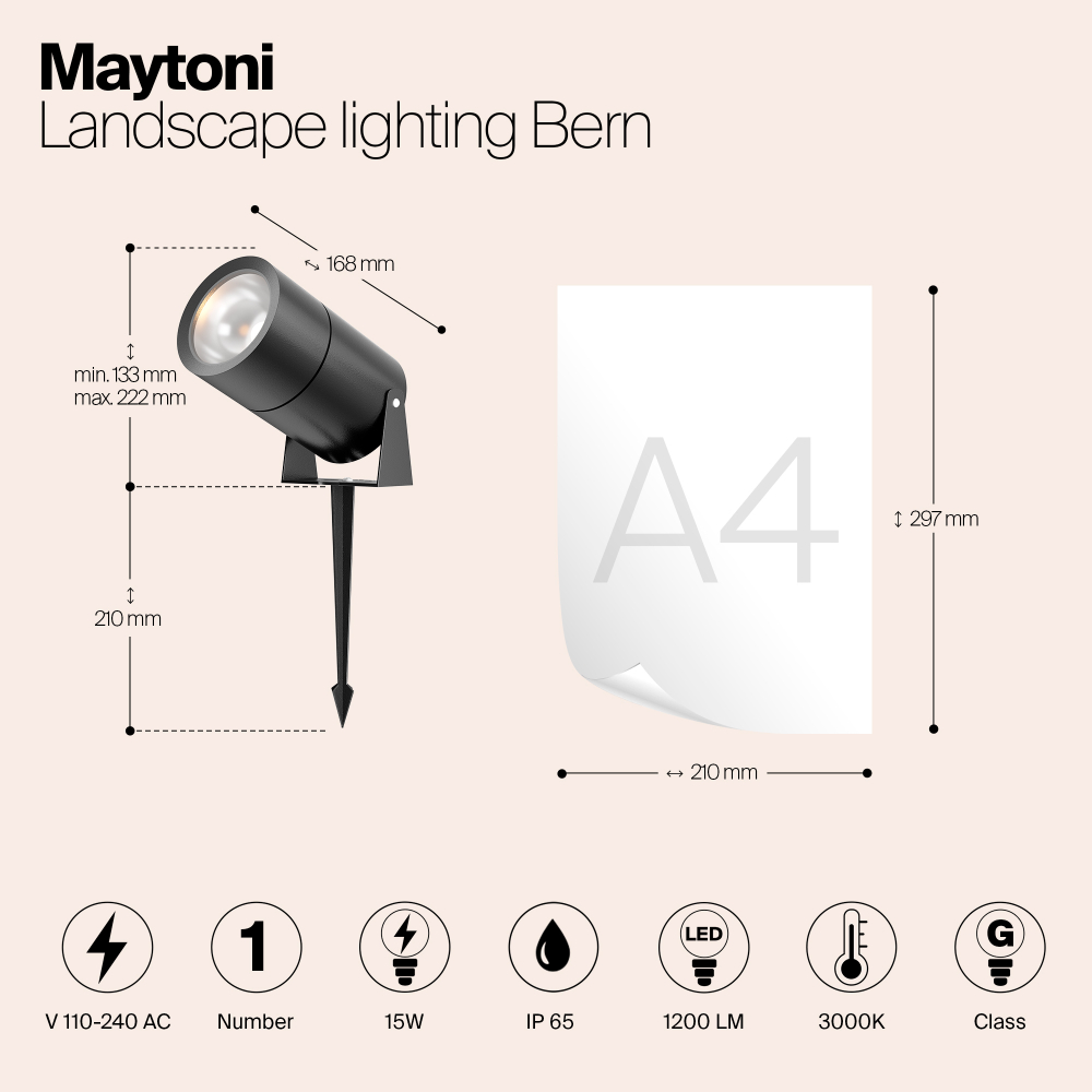 Грунтовый светодиодный светильник Maytoni Bern O050FL-L15GF3K