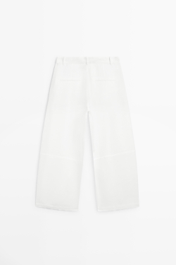 Massimo Dutti Брюки из смесовой льняной ткани, белый