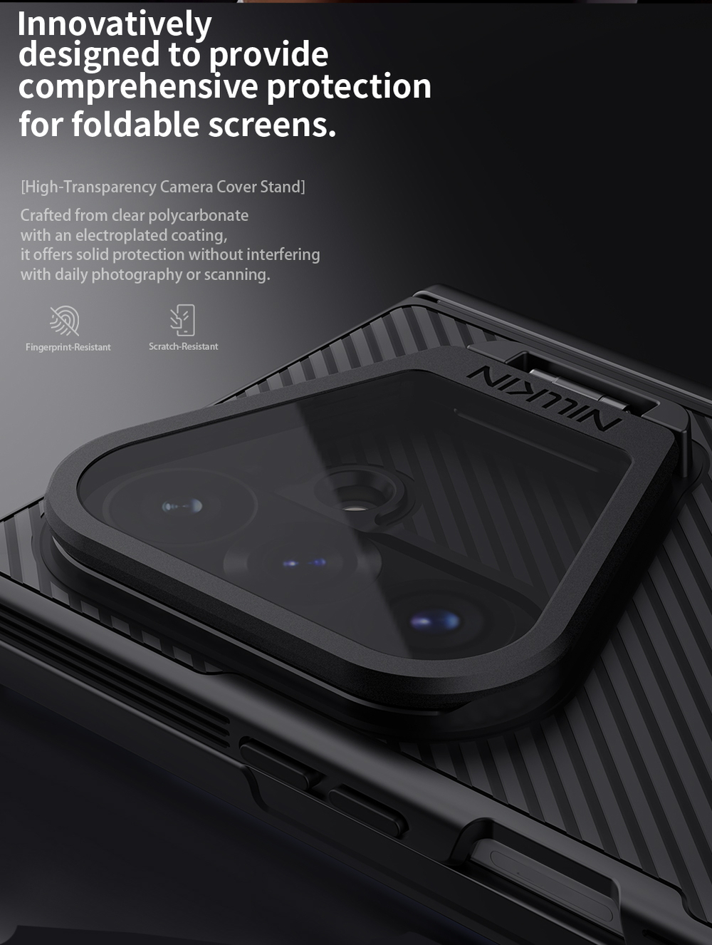 Чехол черный с MagSafe для смартфона Samsung Galaxy Z Fold 8 Ultra, серия CamShield Prop Magnetic (версия с прозрачной крышкой объектива) от Nillkin
