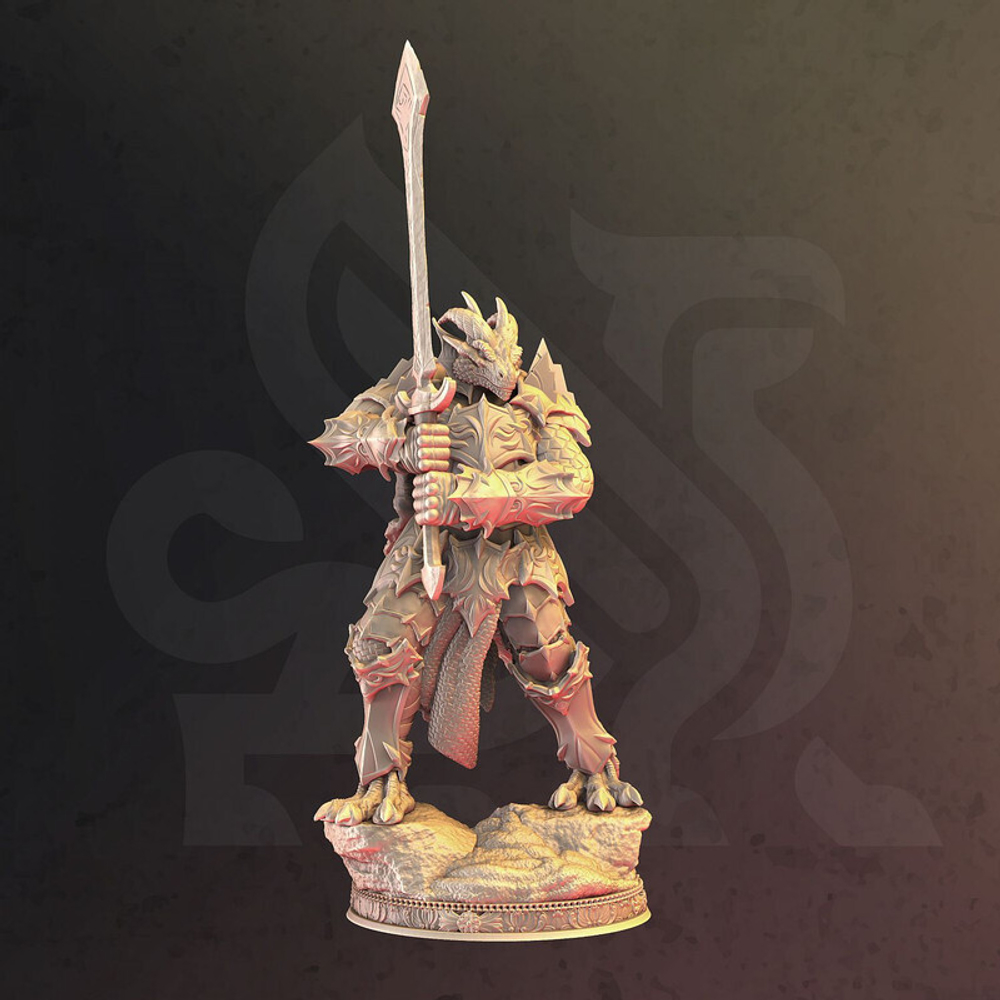 Людоящер Драконорождённый Dragonborn Lizardmen Seraphon Серафон Воин Паладин Варвар Файтер Рыцарь миниатюра для dnd, днд, pathfinder, фентези, Настольная игра, НРИ, Варгейм, РПГ
