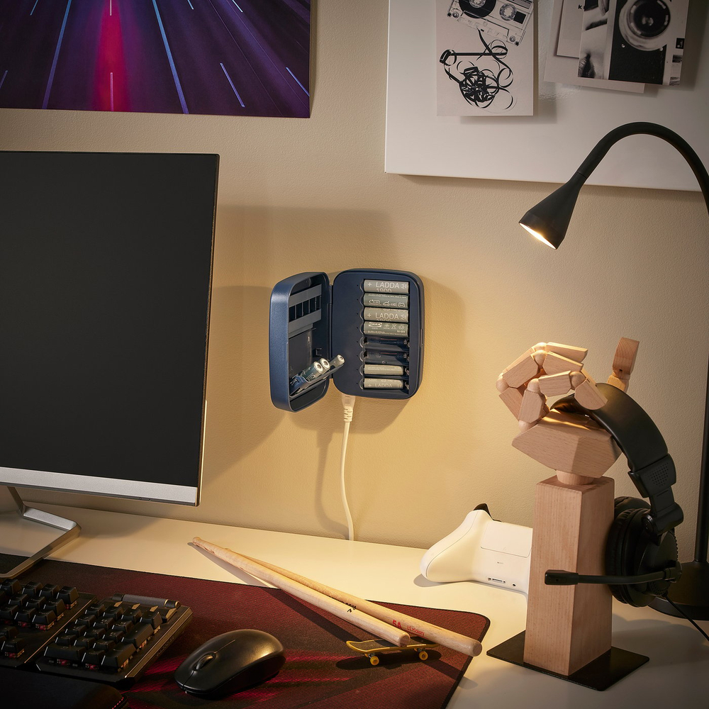 IKEA LITOSFÄR  (ИКЕА ЛИТОСФЭР)  -  Зарядное устройство с контейнером - тёмно-синий