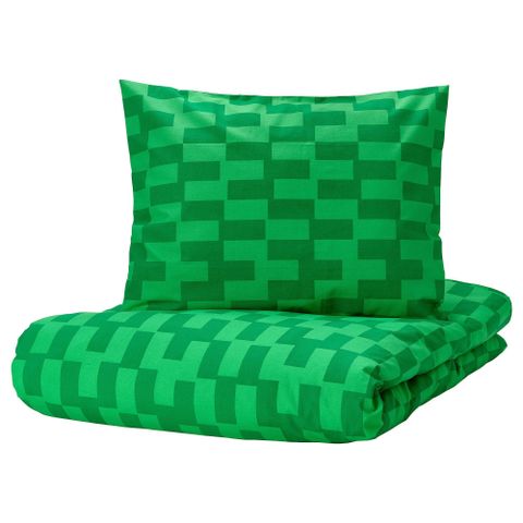 Комплект постельного белья IKEA BLASKATA (БЛОСКАТА), Односпальный, Зеленый, 150х200, 50х80 см