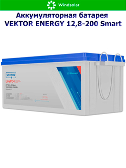 Аккумуляторная батарея VEKTOR ENERGY LFP 12,8-200 Smart (200Ah / 12,8V / 2560Wh / BMS / BT 4.0 / LiFePO4)