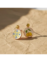 Серьги с рисунком на перламутре, серебро 925, цитрины
