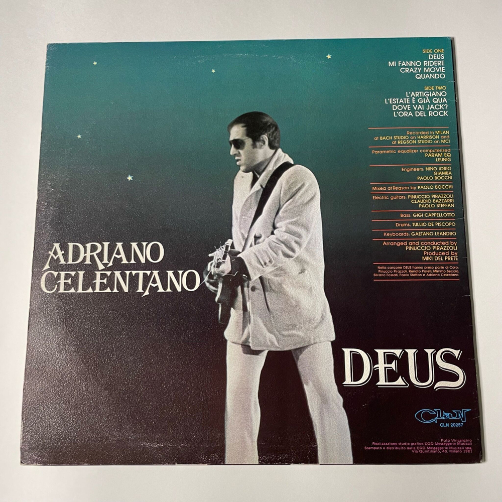 Винтажная виниловая пластинка LP Adriano Celentano Deus (Italy 1981)