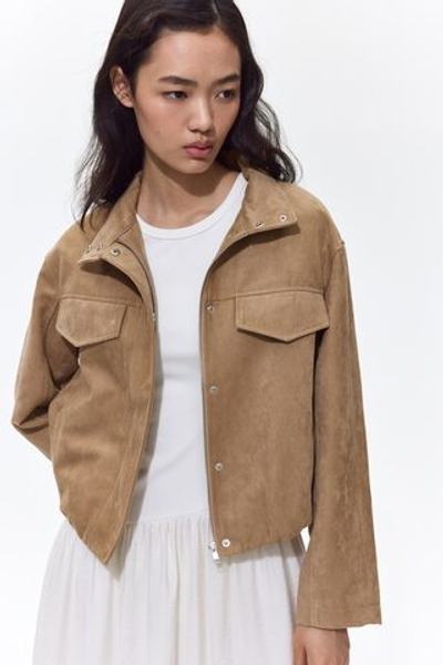 Куртка из ткани с покрытием — Светло-бежевый - H&M