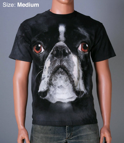 Футболка детская Mountain с изображением бостонского терьера - Boston Terrier Face — на модели