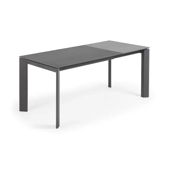 Стол раскладной Atta 120-180x80 см, антрацит, керамика Vulcano Roca