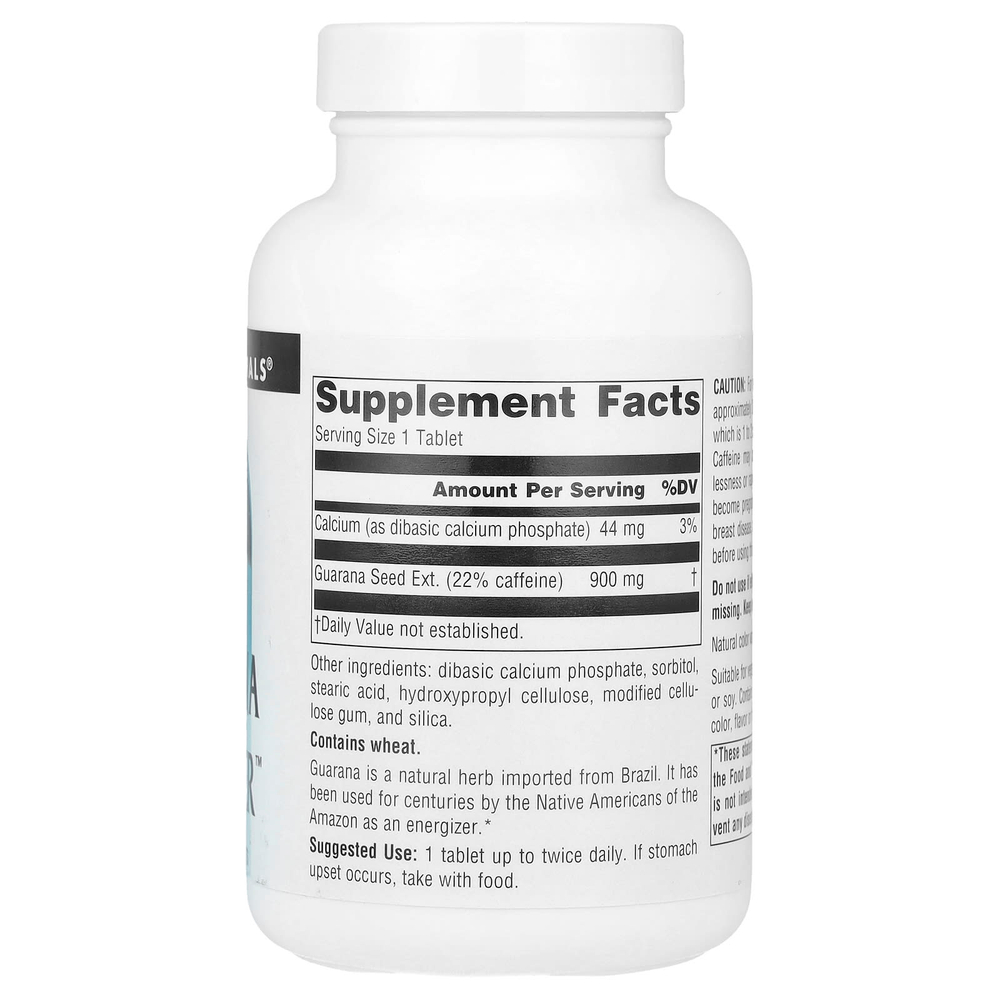 Source Naturals, Guarana Energizer™, добавка для заряда энергии, 100 таблеток