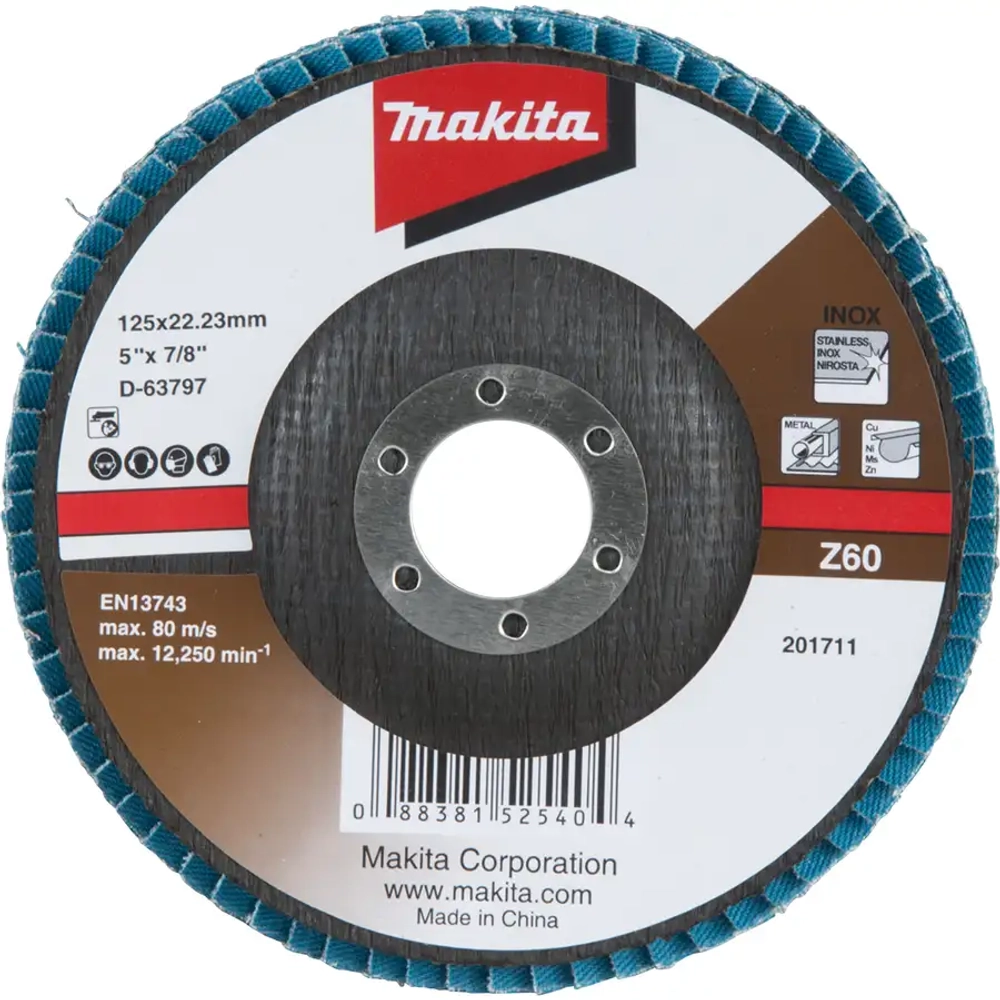 Лепестковый шлифовальный диск 125x22,23 мм Makita D-63797