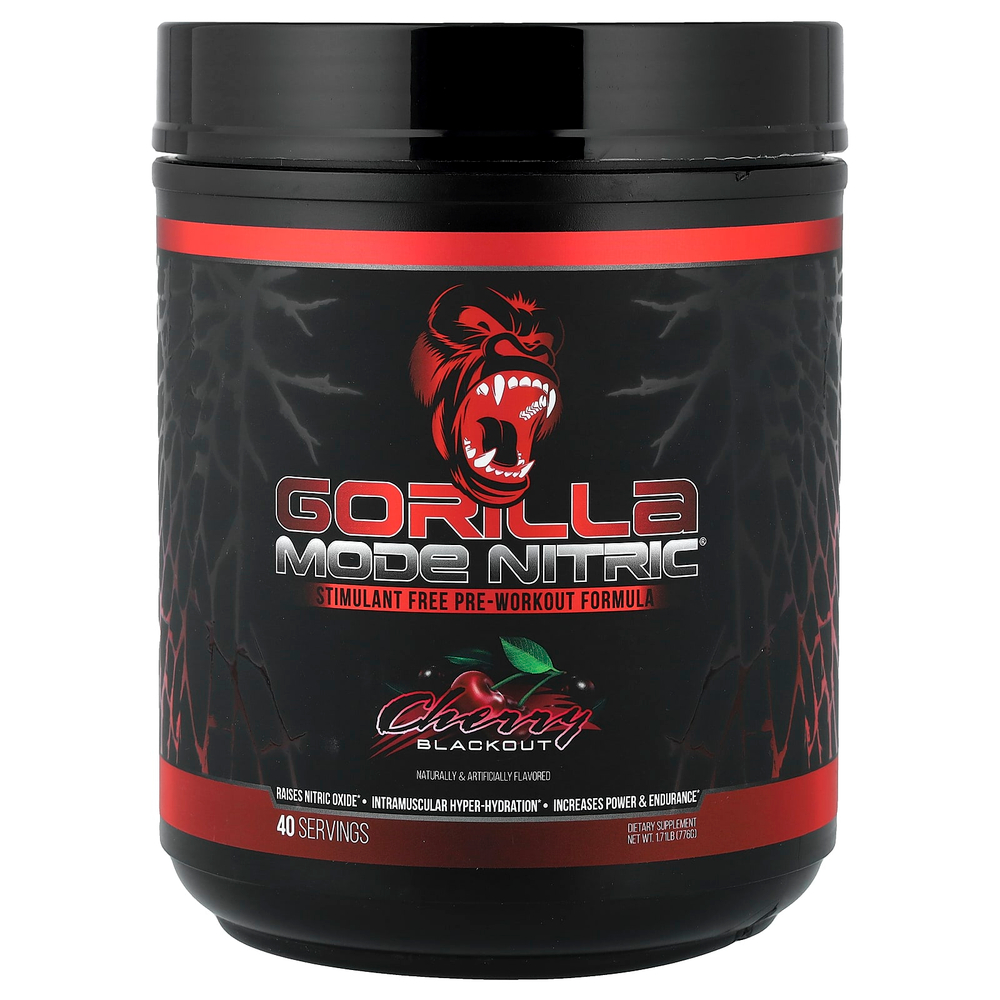 Gorilla Mind, Mode Nitric®, предтренировочная добавка без стимуляторов, вишня, 776 г (1,71 фунта)