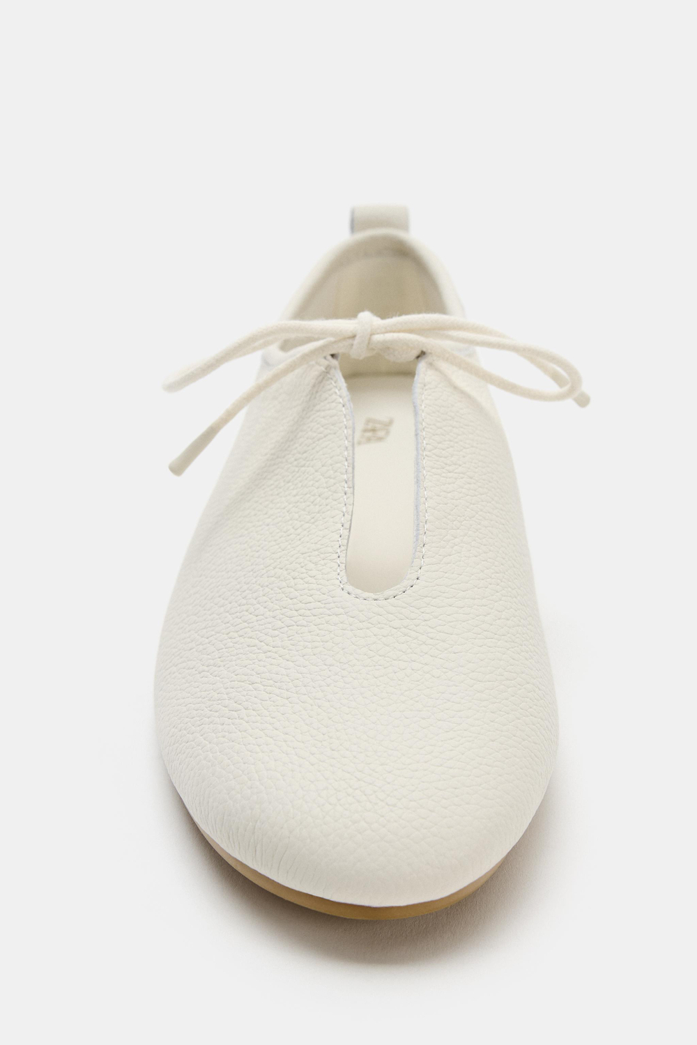ZARA КОЖАНЫЕ БАЛЕТКИ, ЭКРЮ