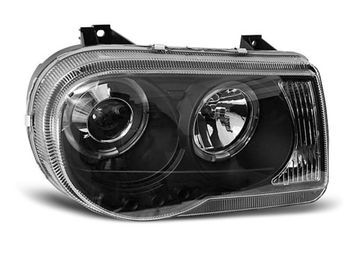 Передние фары angel eyes black для Chrysler 300C
