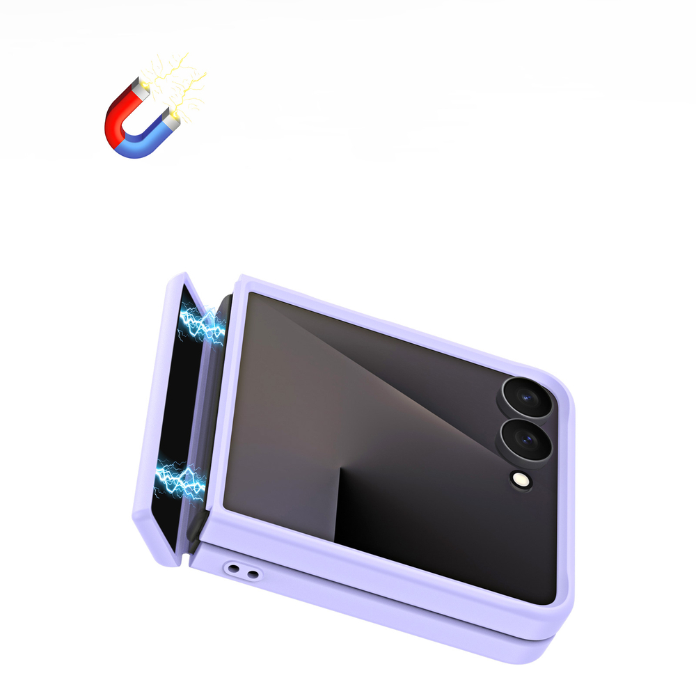 Матовый противоударный чехол фиолетового цвета с MagSafe для Samsung Galaxy Z Flip 8, серия Yind Series от Dux Ducis