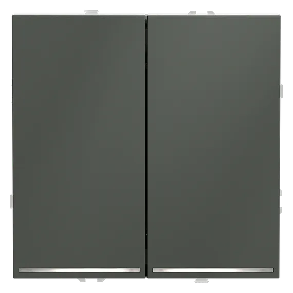 Проходной переключатель двухклавишный с подсветкой Voltum S70 Титан VLS020406