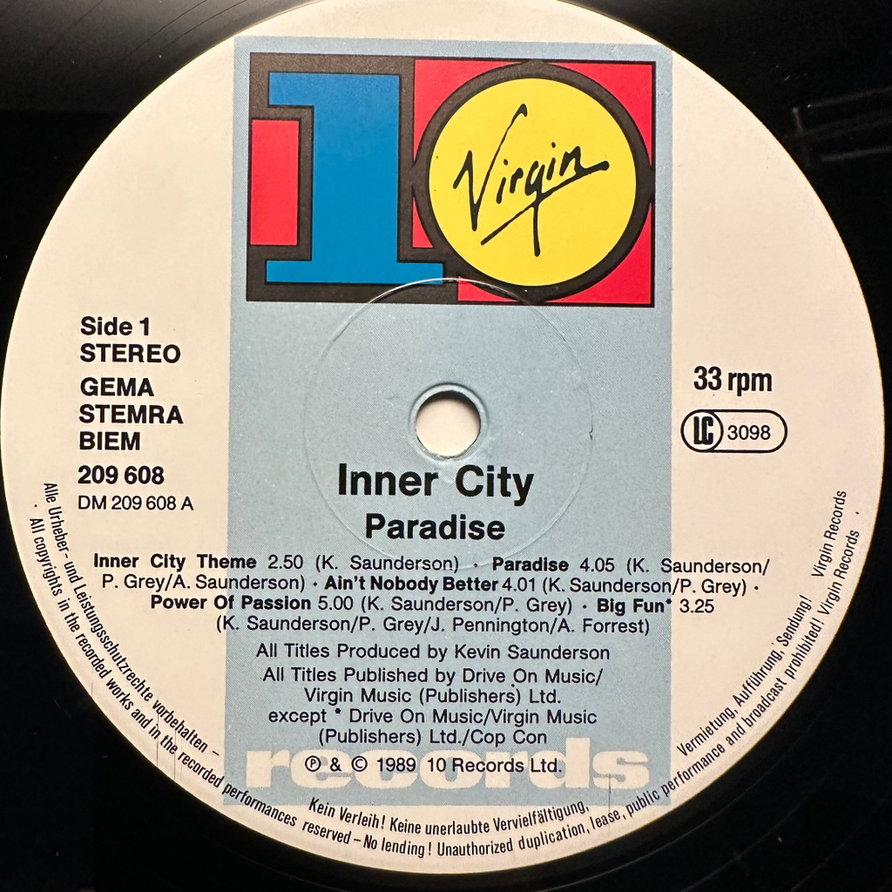Inner City - Paradise (Европа 1989г.)