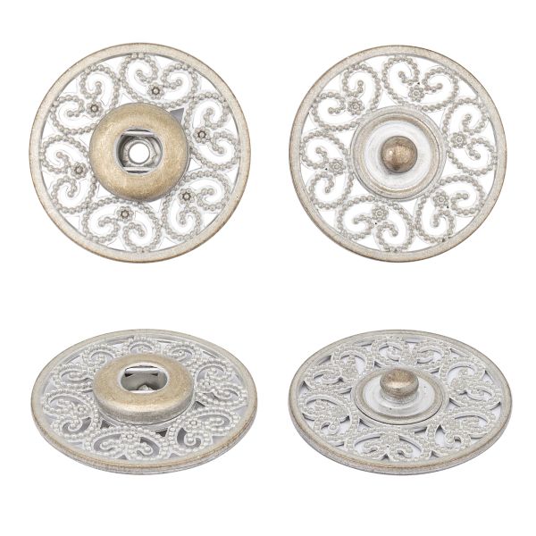 Кнопка пришивная металл ⌀27.0 мм, металл, White, уп.10 шт