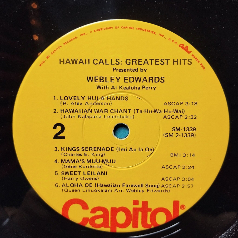 Винтажная виниловая пластинка LP Webley Edwards With Al Kealoha Perry Hawaii Calls Greatest Hits (USA 1972)