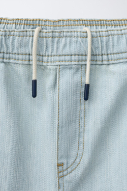 ZARA ЖАККАРДОВЫЕ ДЖИНСЫ BALLOON, СИНИЙ