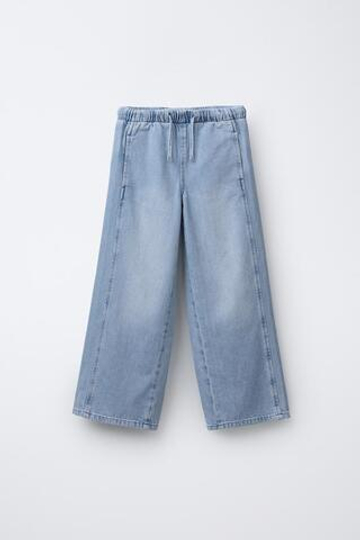 ZARA ДЖИНСЫ WIDE LEG СО ШНУРКАМИ, ГОЛУБОЙ