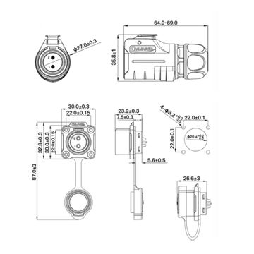 Водонепроницаемый разъем CNLINKO LP20 4-pin 20A Male+Female (IP68)