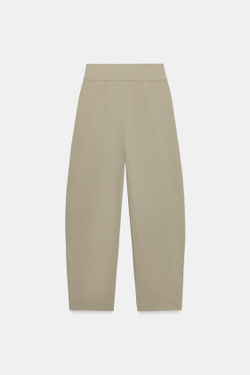 ZARA БРЮКИ BALLOON С ЗАЩИПАМИ, МЯГКИЙ ЗЕЛЕНЫЙ