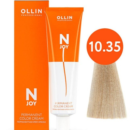 OLLIN PROFESSIONAL N-JOY - перманентная крем-краска для волос, 10/35 светлый блондин, золотисто-махагоновый, 100 мл