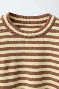 ZARA СВИТЕР В ПОЛОСКУ, КОРИЧНЕВЫЙ