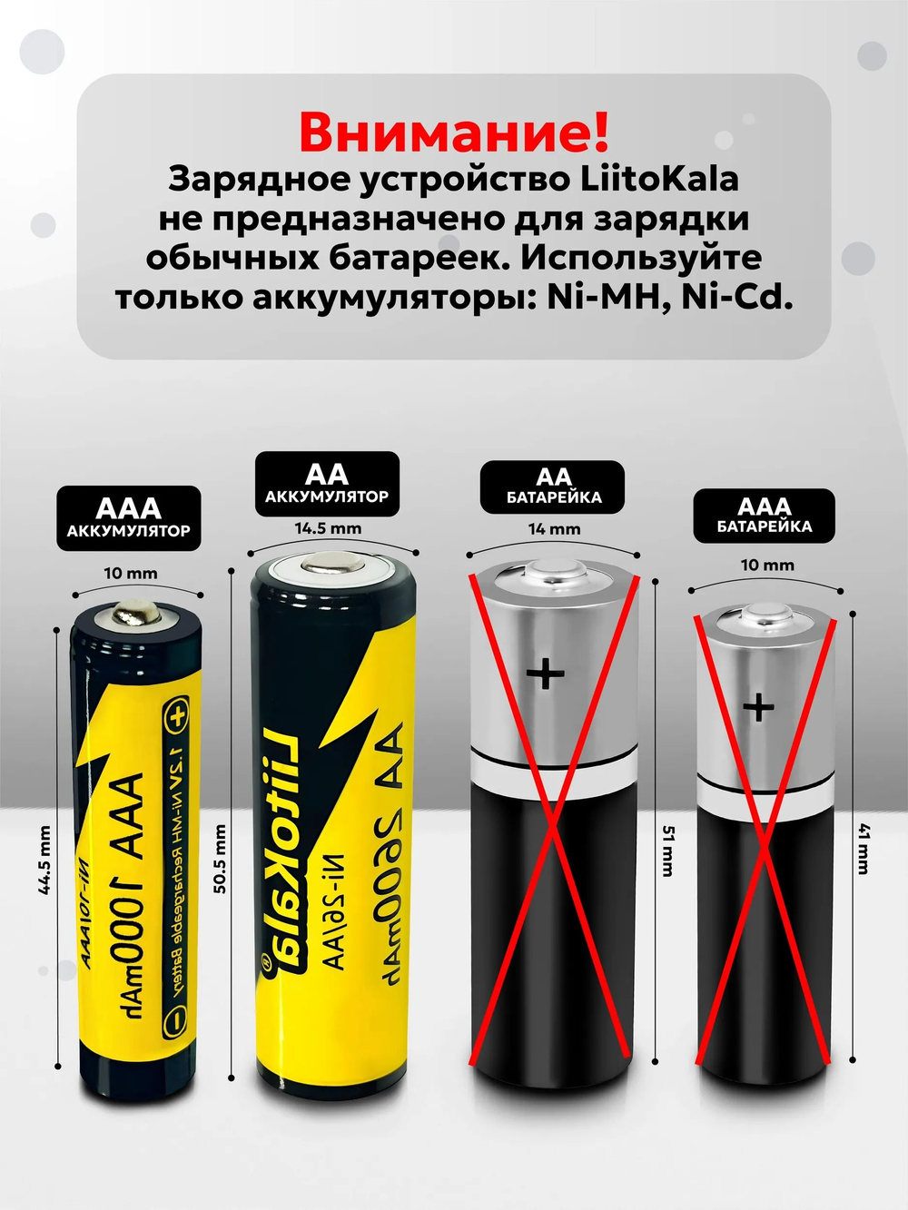 Зарядное устройство для аккумуляторов LiitoKala Lii-M4 для Li-Ion, Ni-MH, Ni-Cd, 4 слота