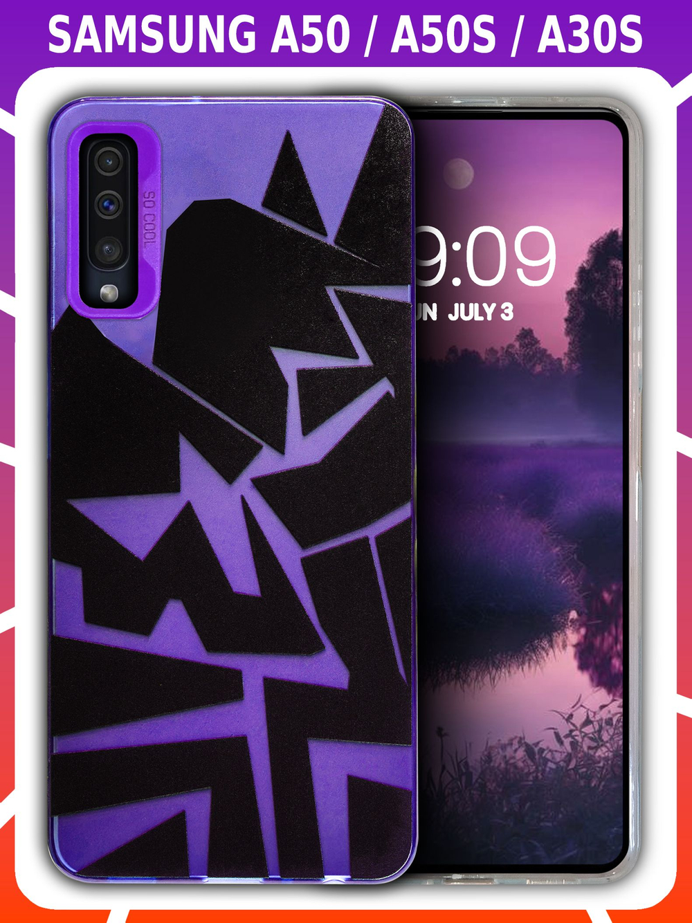 Дизайнерский чехол из пластика для SAMSUNG GALAXY A50, 50s, 30s с усиленной защитой камеры и глянцем