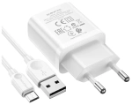 Зарядное сетевое с кабелем MicroUSB 1-метр 2.1А BOROFONE BA52A