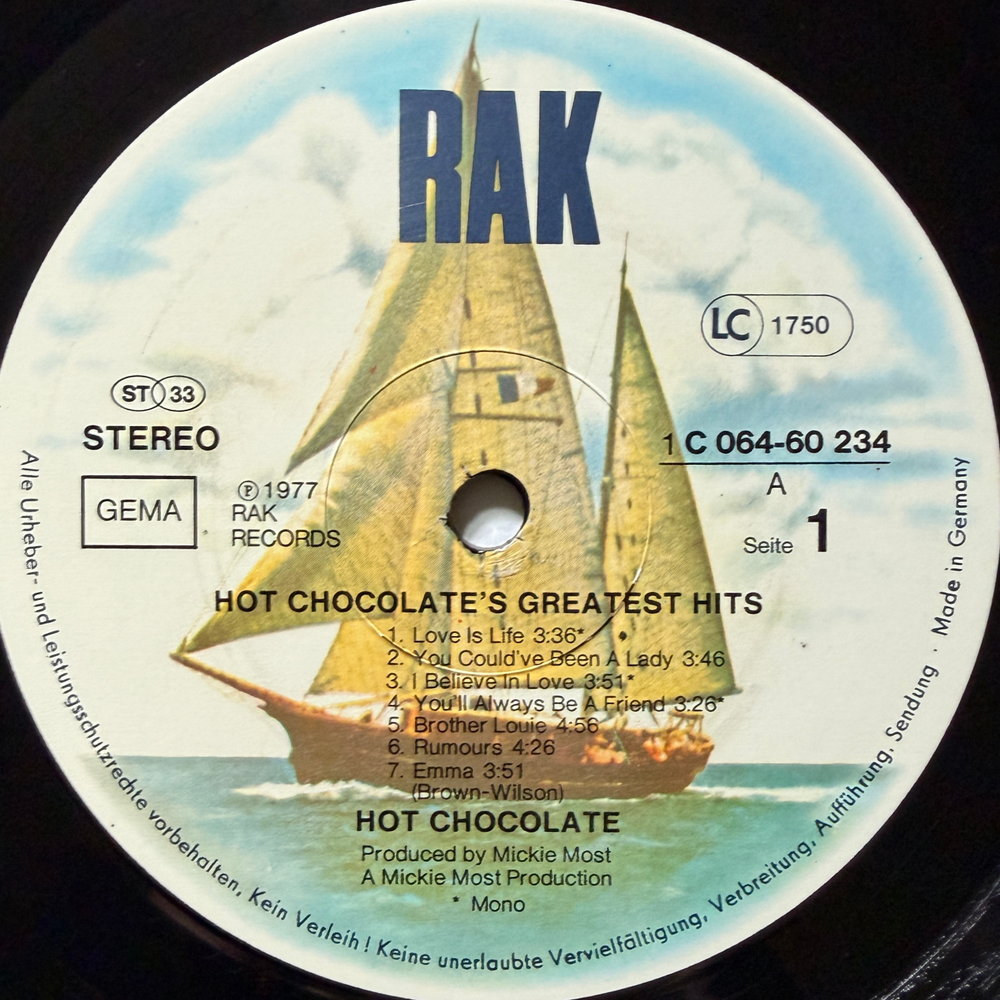 Hot Chocolate ‎– XIV Greatest Hits (Германия 1977г.)