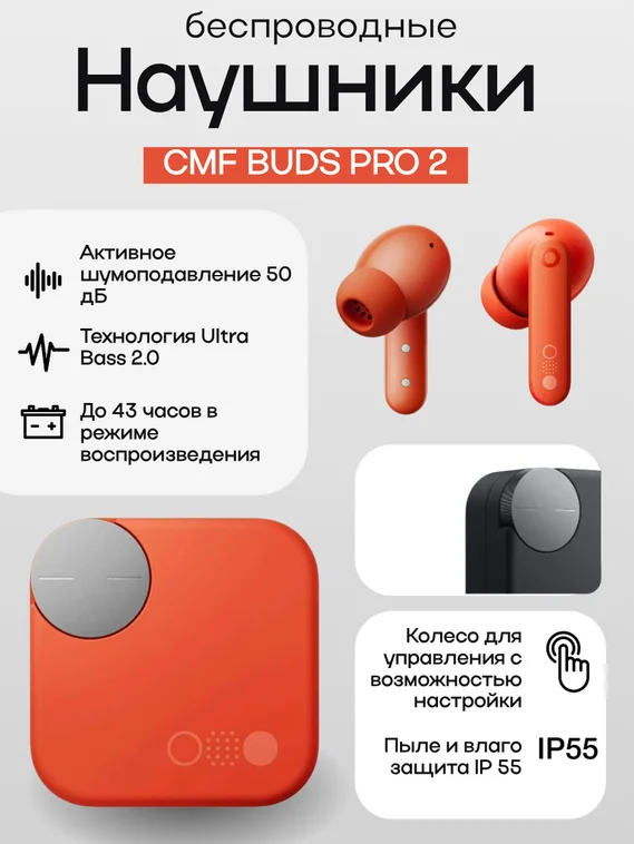 Беспроводные наушники Nothing Buds Pro 2 оранжевые (Orange)