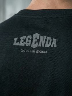 Футболка тренировочная мужская черная LEGENDA Logo Сильный духом