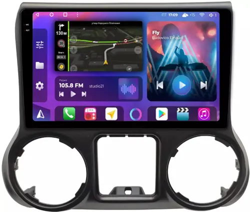 Магнитола для Jeep Wrangler 3 2014-2018 - FarCar S500-TS10 монитор 10.36" QLED на Android 14, Быстрая, CarPlay, 4G SIM-слот