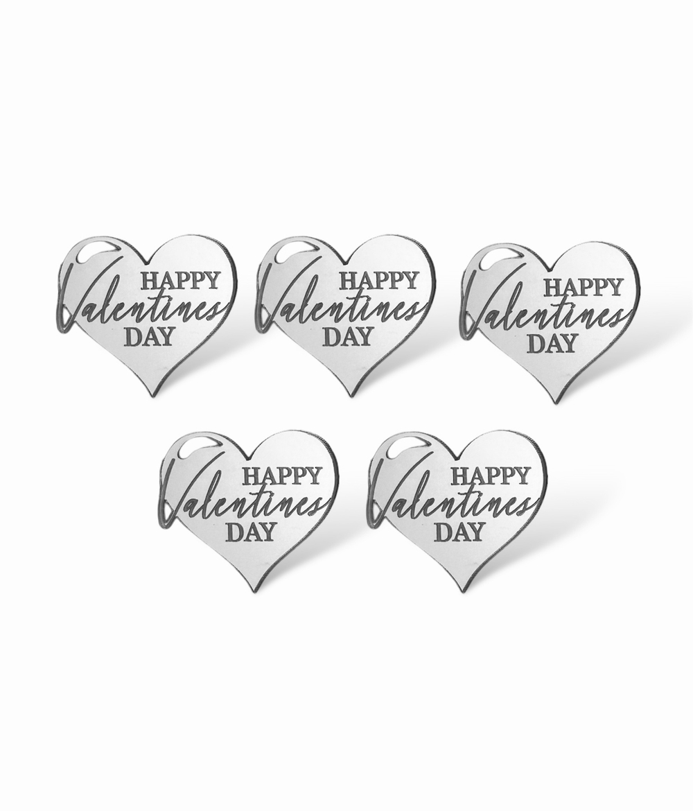 Топпер Бирка сердечко  "Happy Valentines Day"   (4см) 5шт акрил