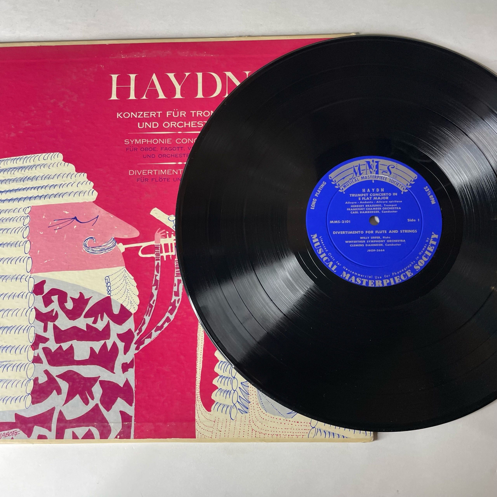 Винтажная виниловая пластинка LP Haydn Гайдн, Симфония Symphonie Concertante Pour Hautbois, Basson, Violon, Violoncelle Et Orchestre, Op. 84 (Германия 1959)