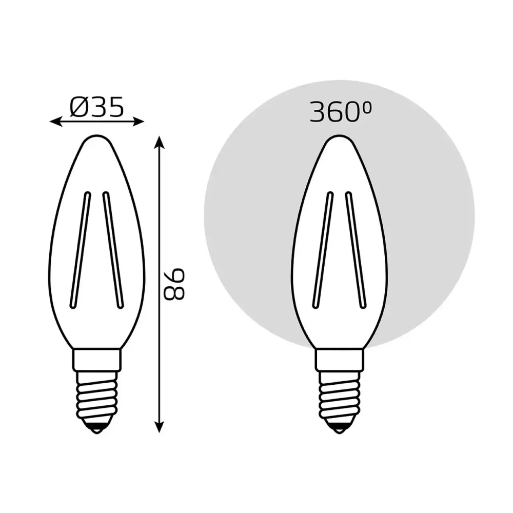 Лампа Gauss LED Filament Свеча 5W E14 420lm 2700K  103801105