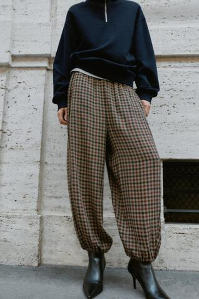 БРЮКИ БУФФИ В КЛЕТКУ — ZARA