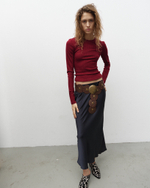 Silk Long Skirt Dark-Grey